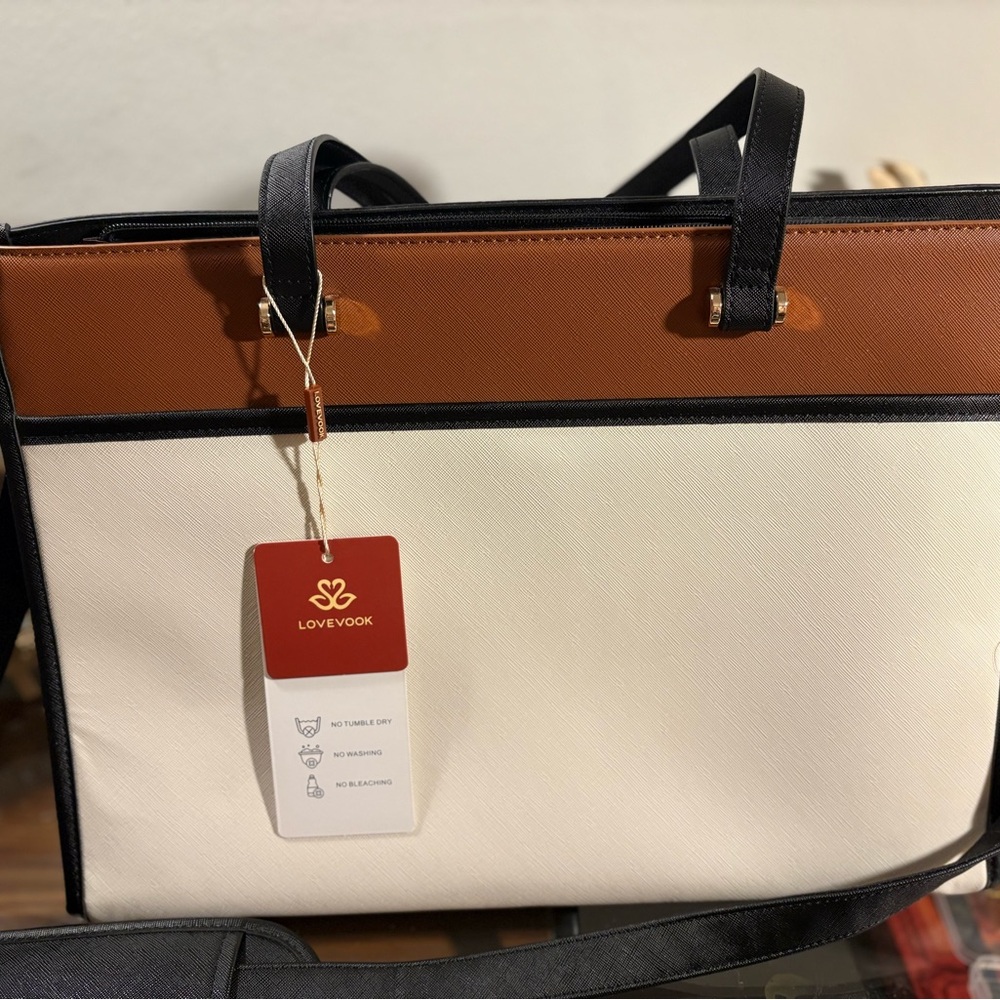 NWT LoveVook Professional Faux Leather Laptop Tote Bag - Picture 6 of 9